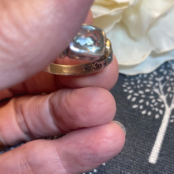 Effy Sterling Silver and 18K Ring with Light Green Gemstone😍Very Pretty! - Picture 9 of 11